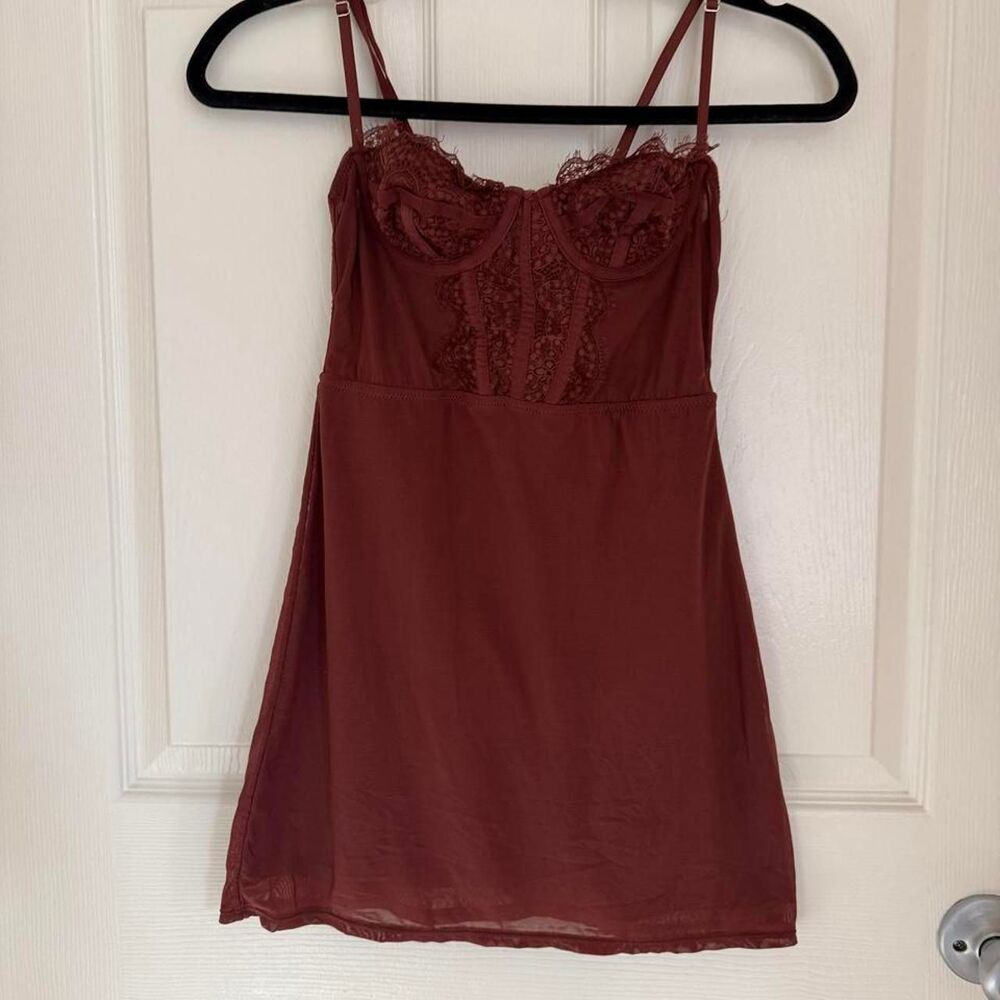 Urban-outfitters Women's Burgundy and Brown Dress